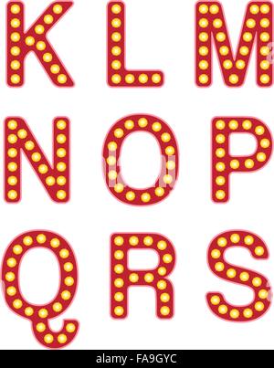 eine Gruppe von Buchstaben mit Retro-Lampen, Vektor Stock Vektor