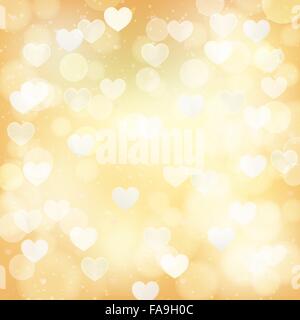 abstrakte Goldgrund mit transparenten Herzen Stock Vektor