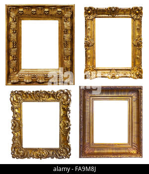 Satz von Altgold Frames. Verwendet werden, für Foto, isoliert auf weißem Hintergrund Stockfoto