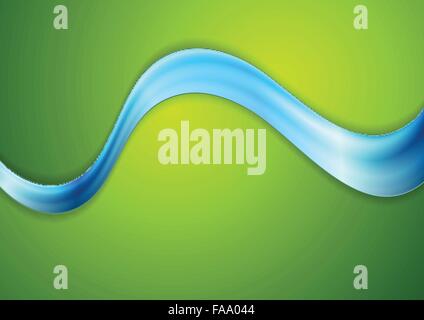 Blaue glatte Welle auf grünem Hintergrund. Vektor-illustration Stock Vektor