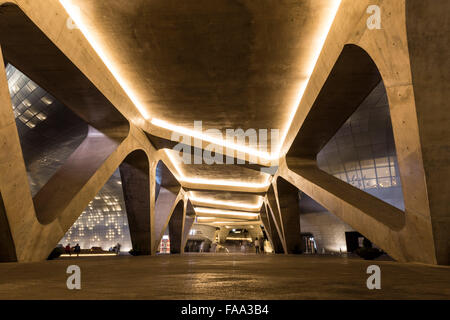 Unteren Rand der Miraero-Brücke durch die Nacht, Dongdaemun Design Plaza, Seoul, Südkorea. Offiziell eröffnet am 21. März 2014, th Stockfoto