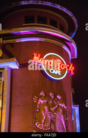 Hardrock-Café in der Nacht in Lissabon portugal Stockfoto