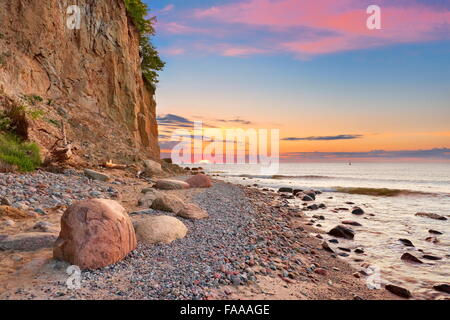 Orlowski Cliff, Ostsee bei Sonnenuntergang, Gdynia, Pommern, Polen Stockfoto