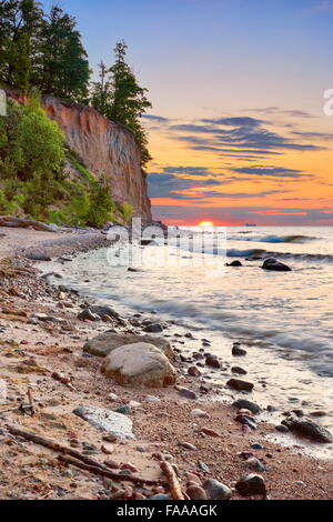 Orlowski Cliff, Ostsee bei Sonnenuntergang, Gdynia, Pommern, Polen Stockfoto