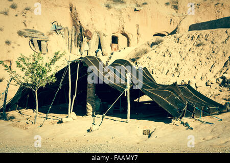 Ein Berber-Zelt in Matmata, Tunesien, Afrika Stockfoto