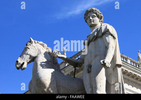 Statue von Castor im Campidoglio-Platz gelegen. Rom, Italien Stockfoto