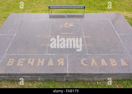 Volgograd, Russland - 5. November 2015: eine Gedenktafel zu Ehren des zweimal Held der Sowjetunion, General-Major Hazi Soldaten Ah Stockfoto