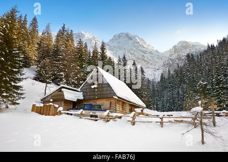 Strazyska Tal - Tatra-Gebirge Schnee Winterlandschaft, Polen Stockfoto