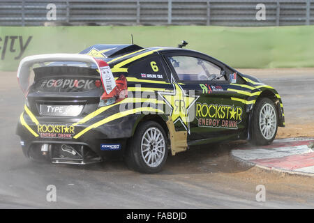 Tom Onslow Cole fährt RXLites Auto Olsbergs MSE-Team in der FIA Rallycross-Weltmeisterschaft Stockfoto