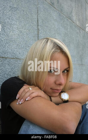 Junge gegerbt blond Stockfoto