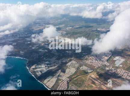 Der Blick über die Insel Gran Canaria, Spanien genommen aus einem Flugzeug fotografiert 25. Dezember 2015. Foto: Patrick Pleul/dpa Stockfoto