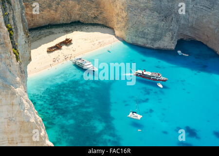 Navagio Strand - Zakynthos Insel Schiffbruch Cove Stockfoto