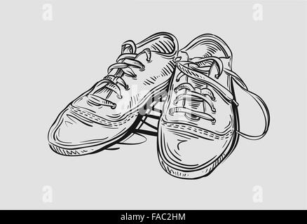 Turnschuhe. Handgezeichnete Skizze Schuhe Vektor-illustration Stock Vektor