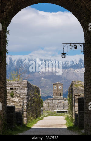 Ansicht des Schlosses Gjirokaster in Albanien Stockfoto