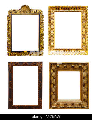 Satz von Altgold Frames. Isoliert auf weißem Hintergrund, darf für Foto oder Bild Stockfoto