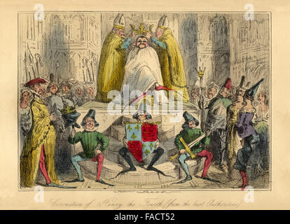 Hand farbige Comic Illustration von 1846 Darstellung der Krönung von König Henry IV in 1399 Stockfoto