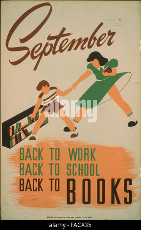 Arbeiten Sie Projekte Administration (WPA) Plakat zum Lesen und Bibliotheken, die zwischen 1936 und 1943 produziert. (Bibliothek des Kongresses) Stockfoto