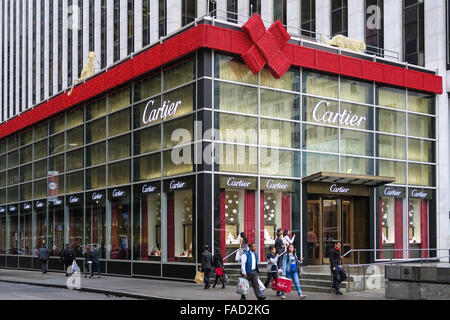 Cartier-Store Front, Ferienzeit, NYC Stockfoto