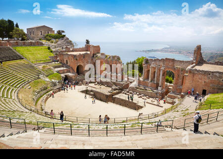 Das griechische Theater in Taormina, Sizilien, Italien Stockfoto