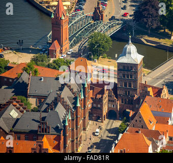 Luftbild, Zentrum von Lübeck, Burgtor am großen Schloss-Straße, Lübeck, Lübecker Bucht, Hansestadt, Schleswig-Holstein, Deutschland Stockfoto