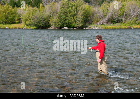 Madison River Fliegenfischen, Windy Point Boot starten, Bureau of Land Management Dillon District, Montana Stockfoto