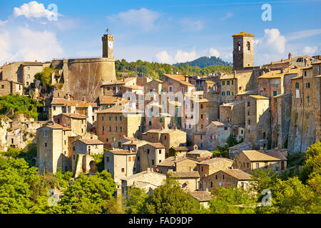 Stadtbild von Sorano alte Stadt, Toskana, Italien Stockfoto