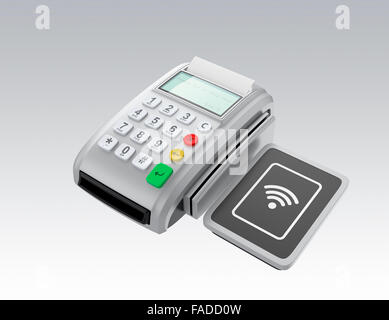 POS-Gerät mit Touch-Less-Pad für nfc-System. Intelligente mobile bargeldlose Konzept. Stockfoto