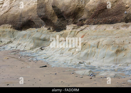 Rock Schichten am Kliff in Clifton, Hawkes Bay, Neuseeland ausgesetzt. Stockfoto