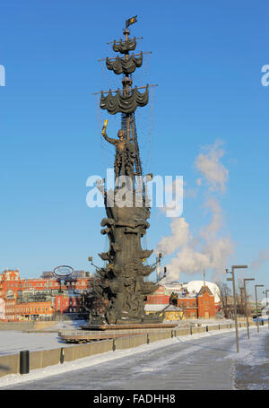 Denkmal für Peter den großen auf der Moskwa, Wahrzeichen, Bildhauer Zereteli Stockfoto