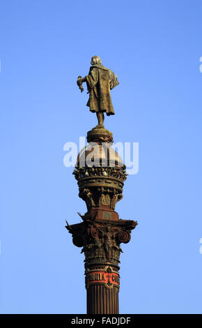 Das Mirador De Colomb Denkmal von Rafael Atche, Portal De La Pau, Barcelona, Costa Brava, Katalonien, Spanien Stockfoto