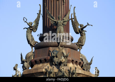 Das Mirador De Colomb Denkmal von Rafael Atche, Portal De La Pau, Barcelona, Costa Brava, Katalonien, Spanien Stockfoto