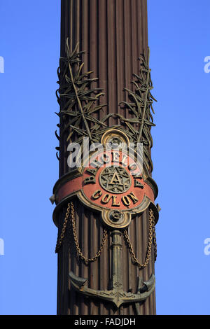 Das Mirador De Colomb Denkmal von Rafael Atche, Portal De La Pau, Barcelona, Costa Brava, Katalonien, Spanien Stockfoto