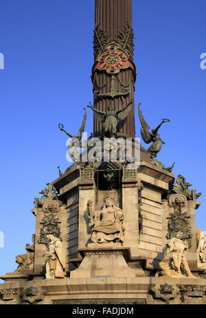 Das Mirador De Colomb Denkmal von Rafael Atche, Portal De La Pau, Barcelona, Costa Brava, Katalonien, Spanien Stockfoto