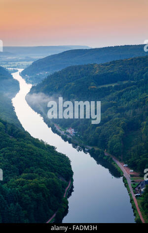 Saarschleife Saar Flussschleife vom Aussichtspunkt Cloef Saarschleife in Mettlach, Saarland, Deutschland Stockfoto