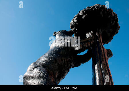 El Oso y el Madroño Skulptur. Puerta del Sol, Madrid, Spanien. Stockfoto