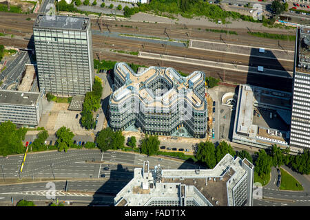 Luftaufnahme, Essen-City mit der neuen Schenker-zentrale am Post Tower, Essen, Ruhr Area, North Rhine-Westphalia, Germany, Stockfoto