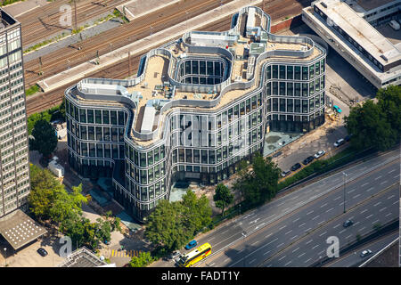 Luftaufnahme, Essen-City mit der neuen Schenker-zentrale am Post Tower, Essen, Ruhr Area, North Rhine-Westphalia, Germany, Stockfoto