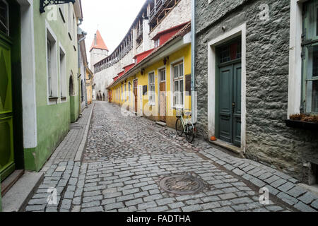 Gepflasterten Straße Tallinn Estland Stockfoto