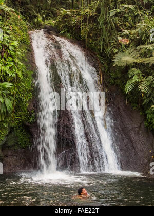 CARBET WASSERFÄLLE, BASSE-TERRE, GUADELOUPE - DEZEMBER 2015. Stockfoto