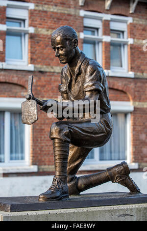 Skulptur The Miner Vertretung Weltkrieg eine englische Tunnelers von 1917 Schlacht von Messines bei Wijtschate, Flandern, Belgien Stockfoto