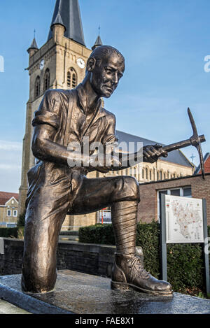 Skulptur The Miner Vertretung Weltkrieg eine englische Tunnelers von 1917 Schlacht von Messines bei Wijtschate, Flandern, Belgien Stockfoto