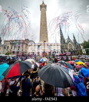 Umwidmung des Washington Monument in Baltimore MD am vierten Juli 2015 Stockfoto