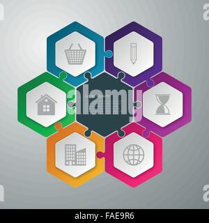 Vector Illustration Infografiken Sechsecke Stock Vektor