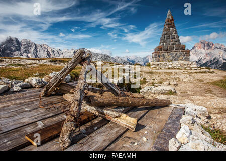 Gräben des Ersten Weltkriegs auf dem Monte Piana, den Dolomiten. Italienische Alpen. Europa. Stockfoto