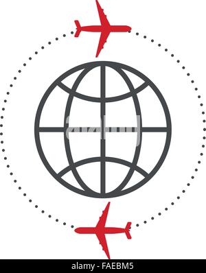 Vektor-Illustration von Symbol-Ebene und der ganzen Welt Stock Vektor