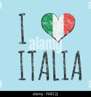 Ich liebe Italia Typografie, Grafik t-shirt Stock Vektor