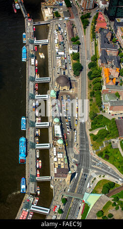 Luftbild, Landungsbrücken, Hamburger Hafen, Elbe, Hamburg, freie und Hansestadt Hamburg, Hamburg, Deutschland, Europa, Luftbild, Stockfoto