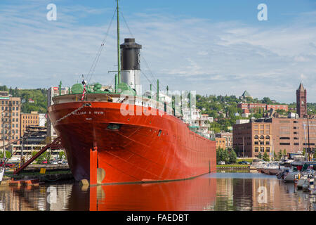 S.s. William A. Irvin Erz Bootsmuseum in Duluth, Minnesota am nordwestlichen Ufer des Lake Superior Stockfoto