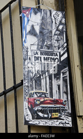 Gemälde zum Verkauf im Souvenir-Shop, Habana Vieja (Altstadt von Havanna), Kuba Stockfoto