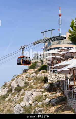 Eine Seilbahn auf den Hügel in Dubrovnik, Kroatien. Stockfoto